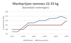 grafiek met marktprijzen van rammen op veemarkten in Bunnik en Leeuwarden